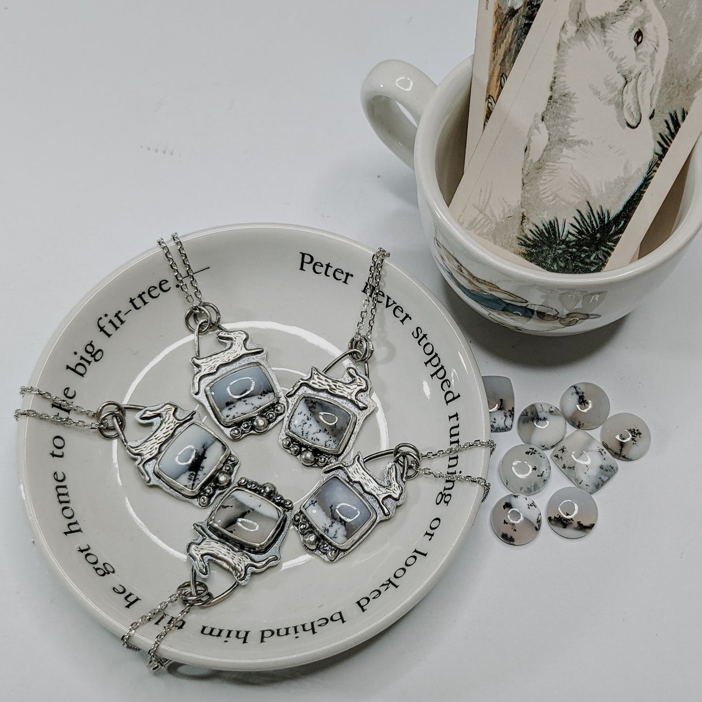 Snowshoe Hare with Dendritic Opal - Necklace