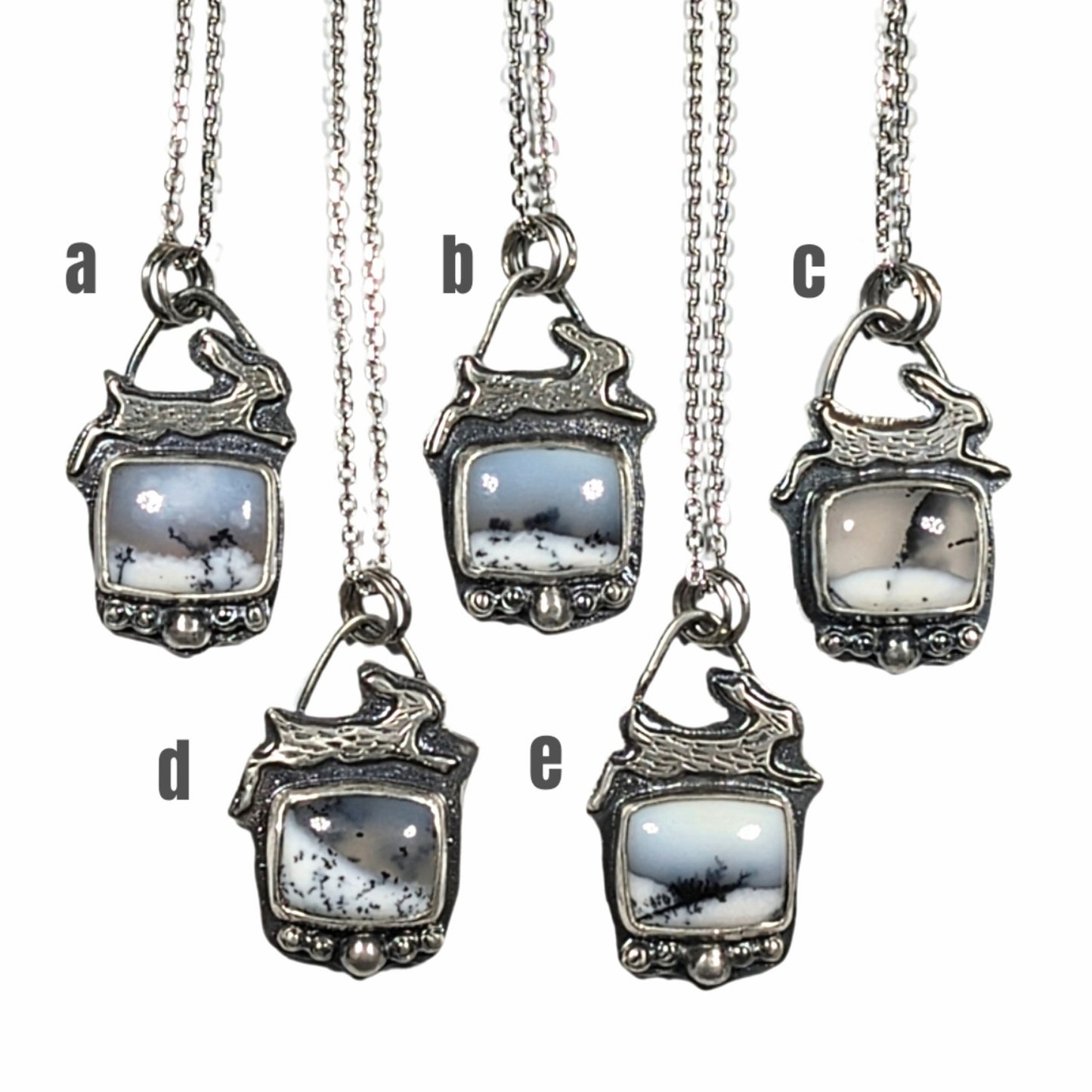Snowshoe Hare with Dendritic Opal - Necklace