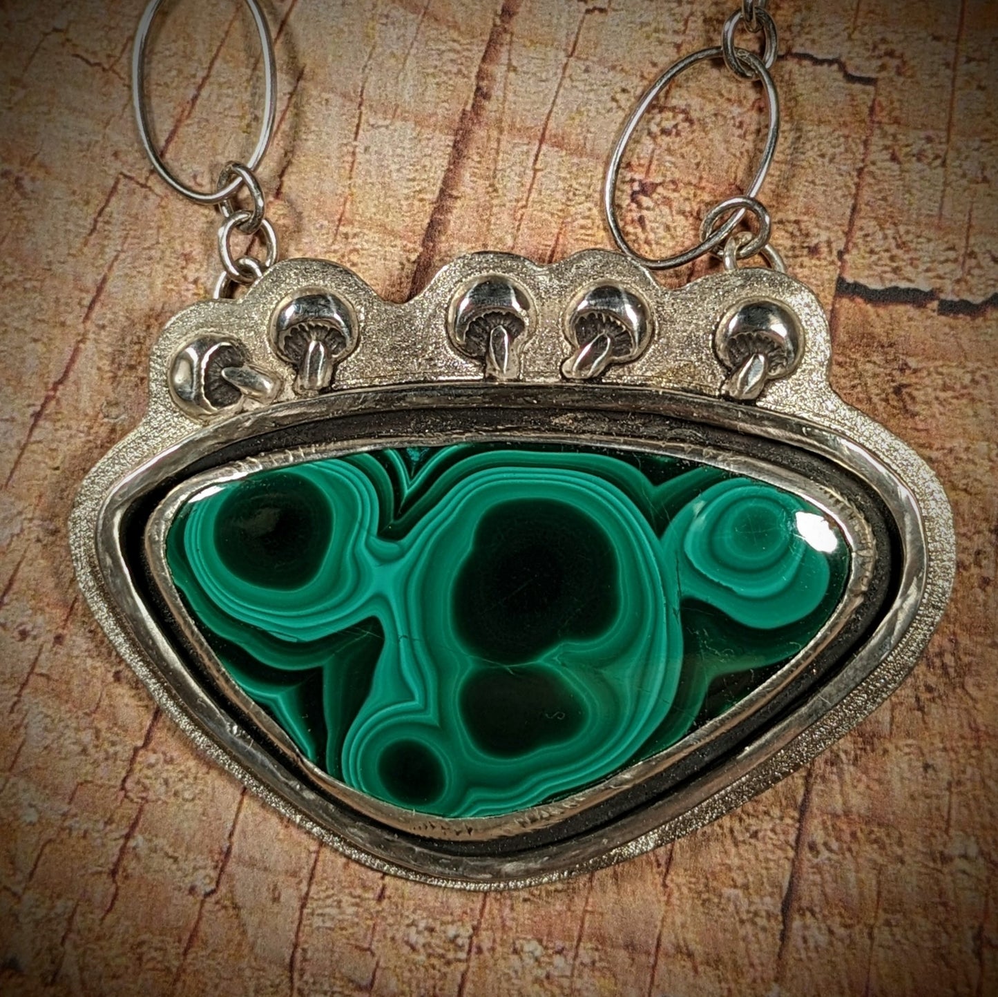 Malachite and Mushrooms Necklace #2