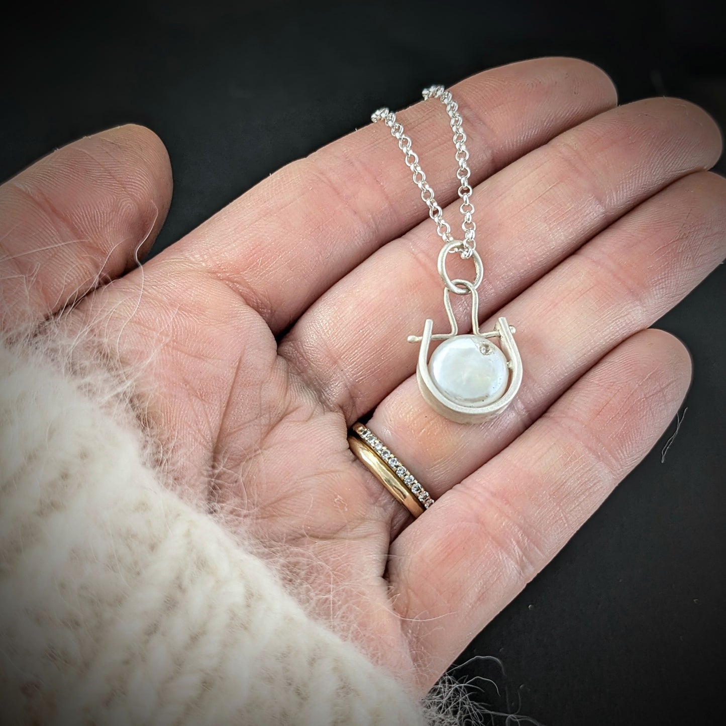 Coin Pearl with Sparkle - Necklace