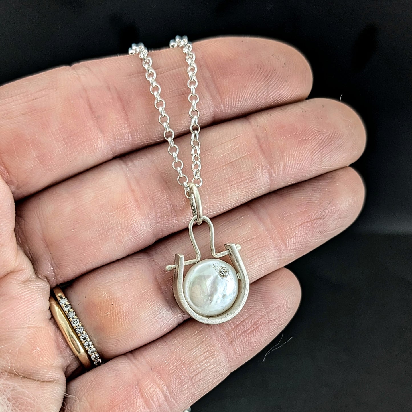 Coin Pearl with Sparkle - Necklace