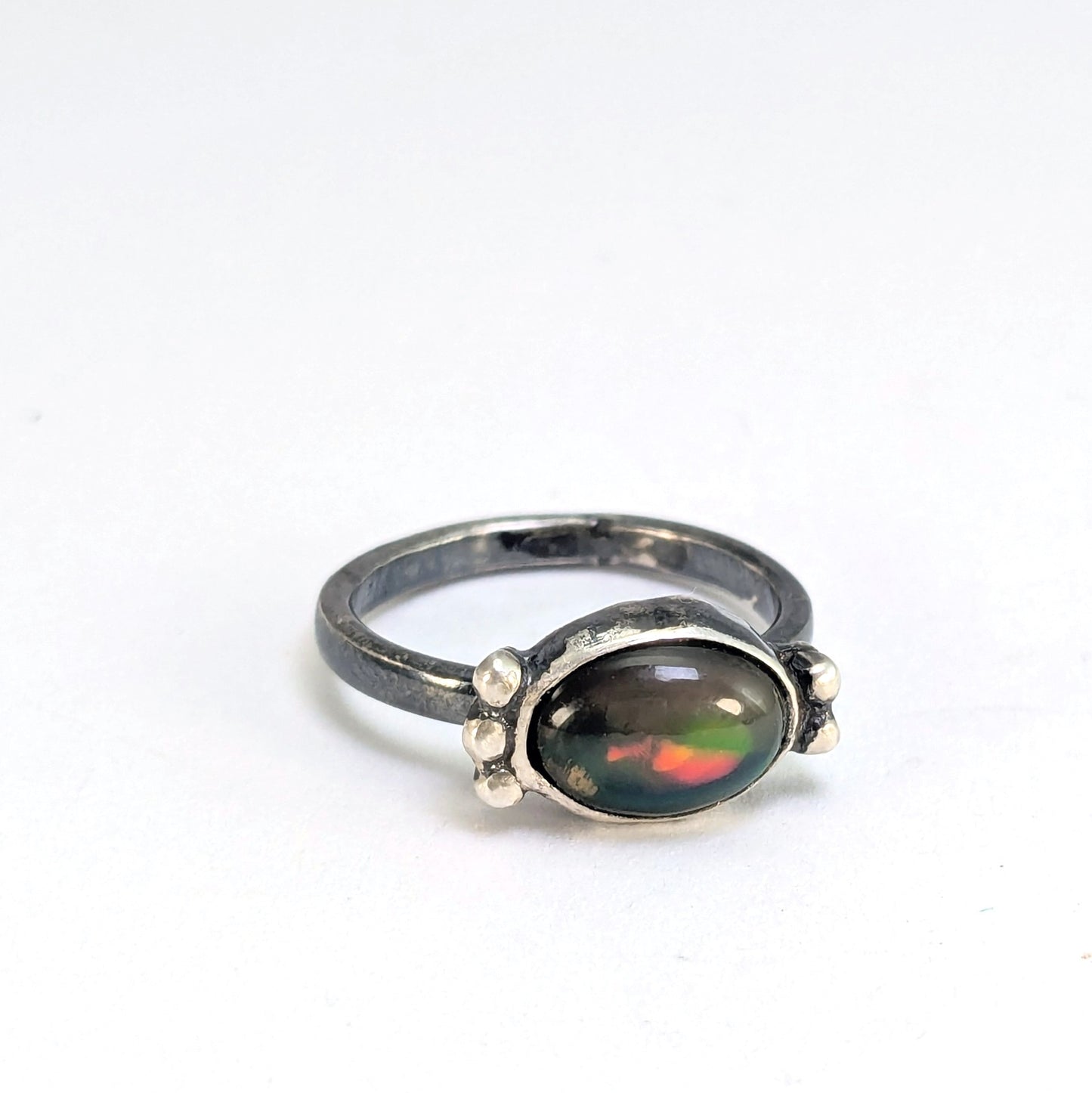 Black Ethiopian Welo Opal Ring - Size 5 3/4
