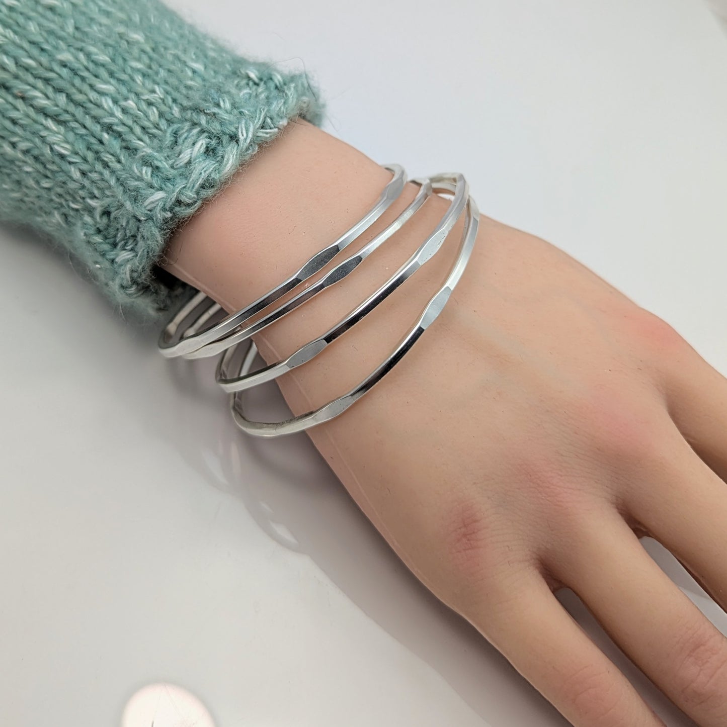 Sterling Silver Forged Bangle - Medium
