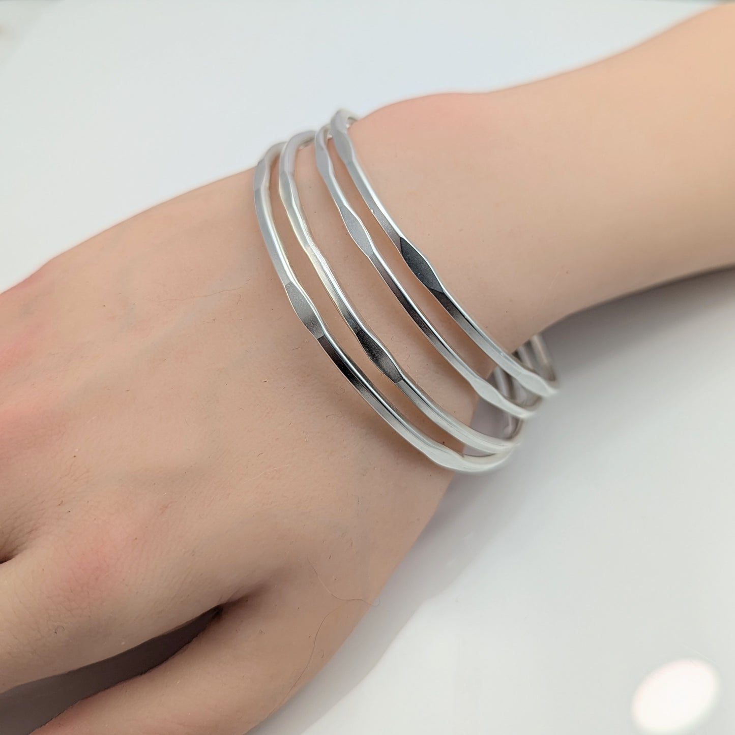 Sterling Silver Forged Bangle - Medium