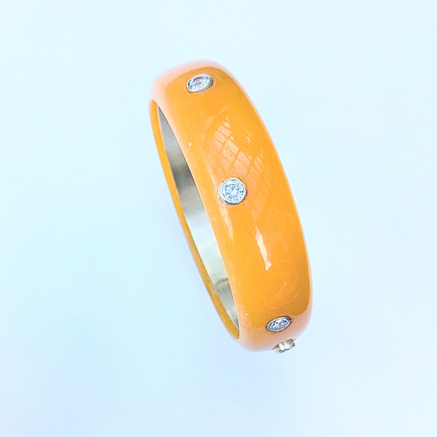 Golden Yellow Bakelite Bangle with Sparkle