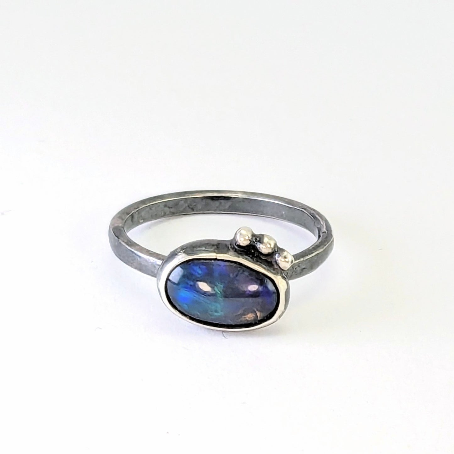 Black Ethiopian Welo Opal Ring - Size 8