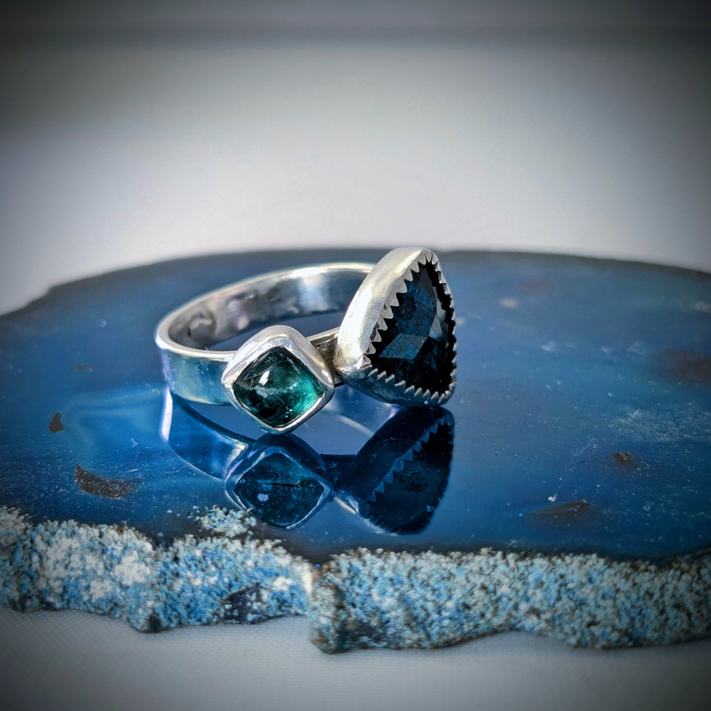 Green & Blue Kyanite Ring - Size 7