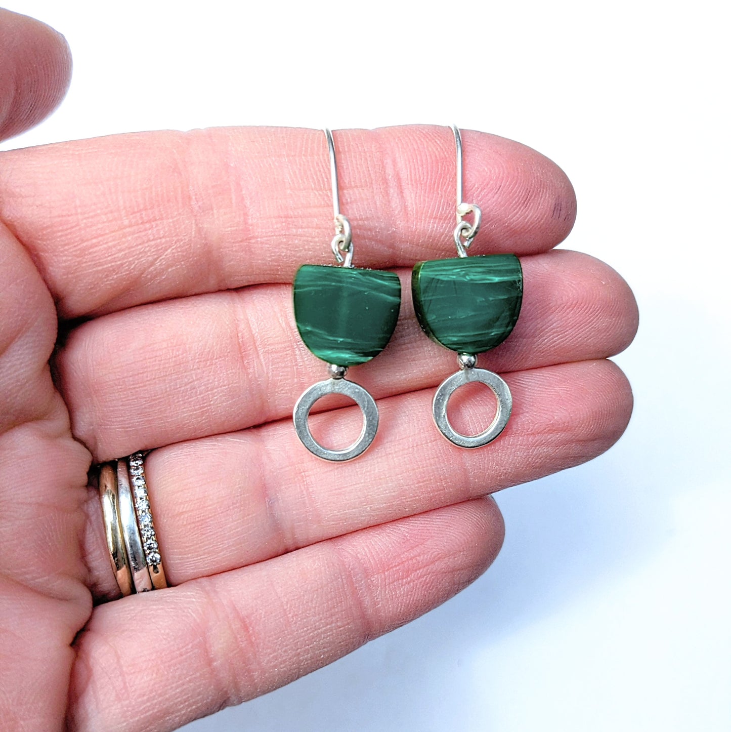 Green Bakelite Earrings with Circles