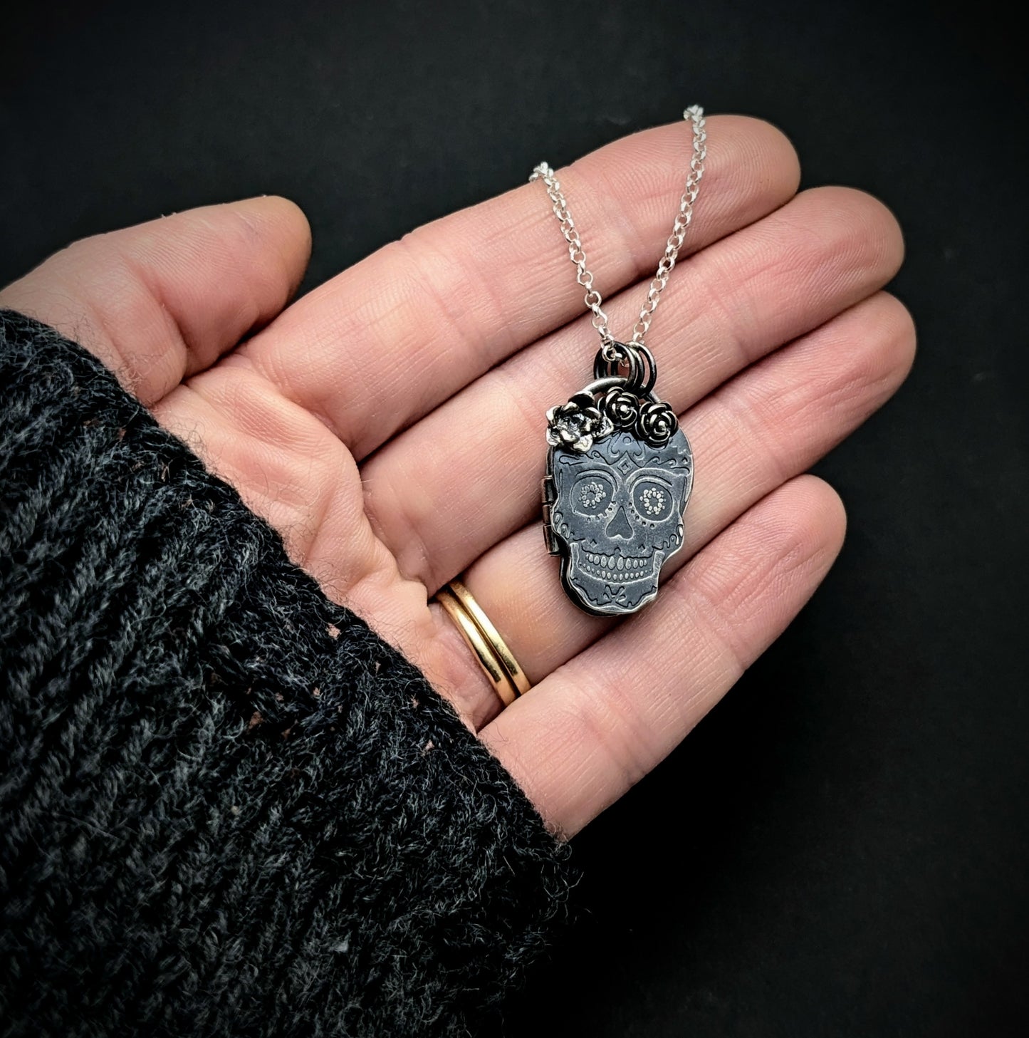 Sugar Skull Locket Necklace