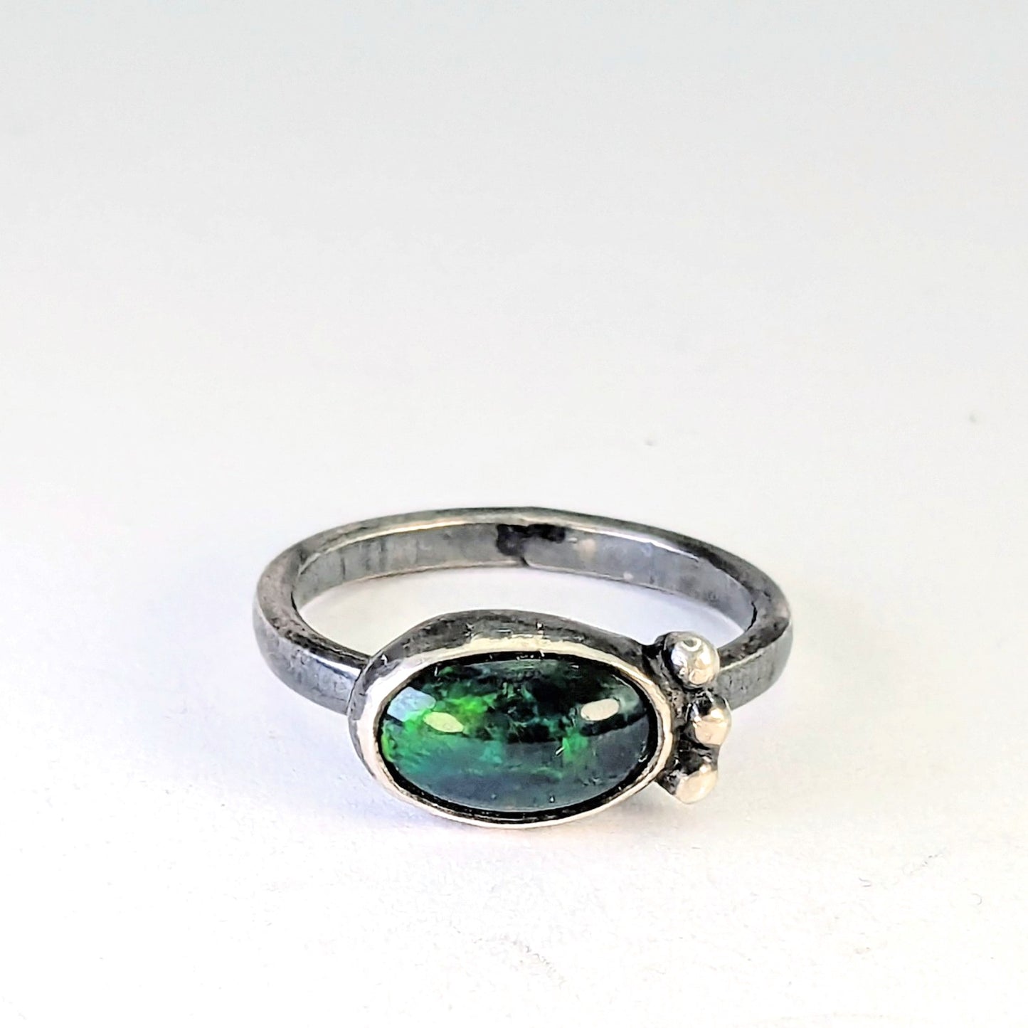 Black Ethiopian Welo Opal Ring - Size 5 1/2