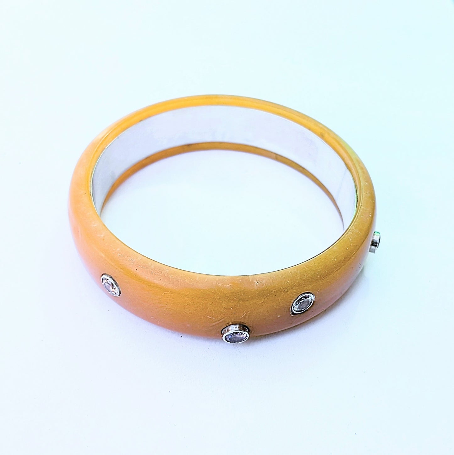 Golden Yellow Bakelite Bangle with Sparkle