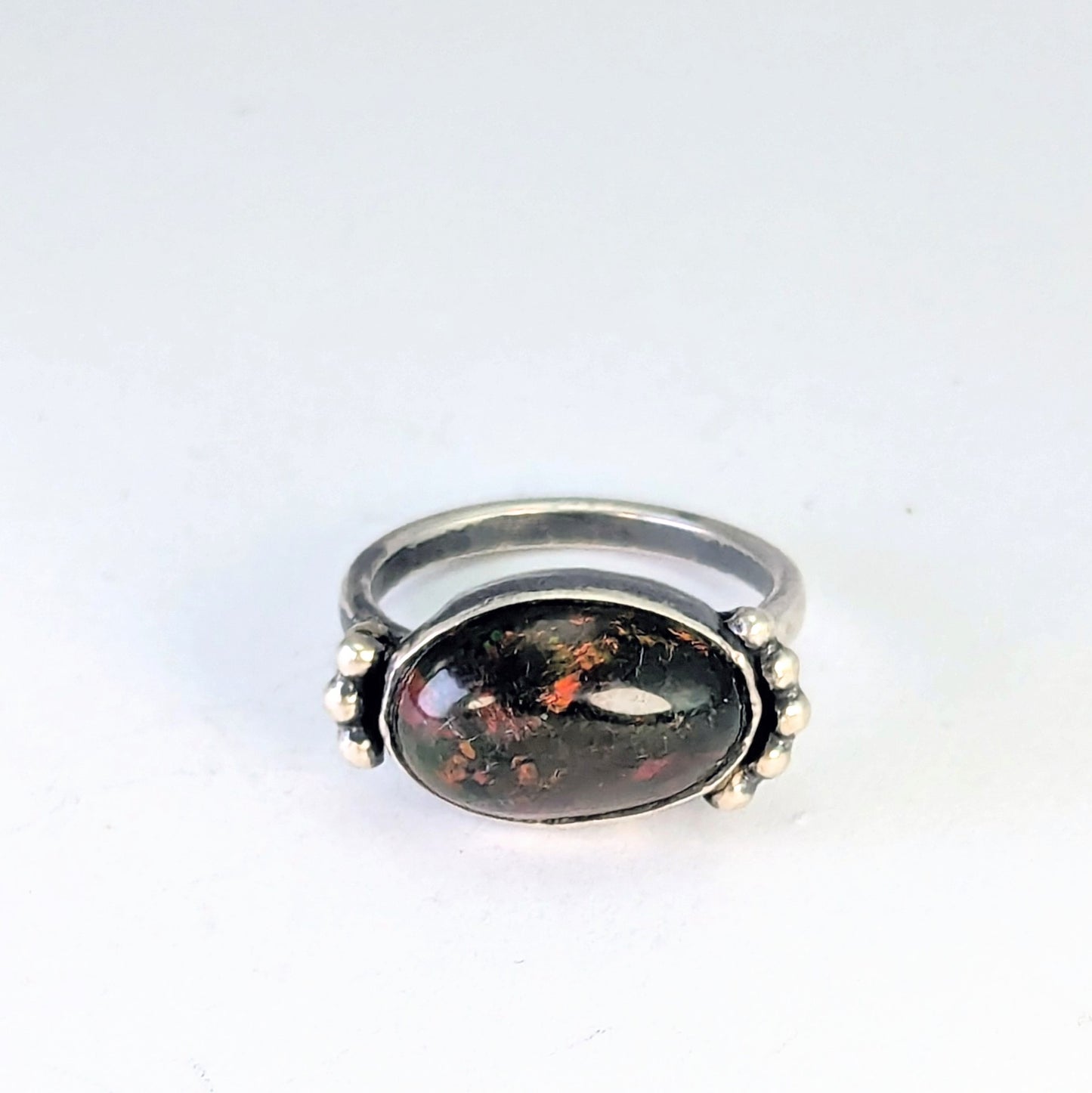 Black Ethiopian Welo Opal Ring - Size 6