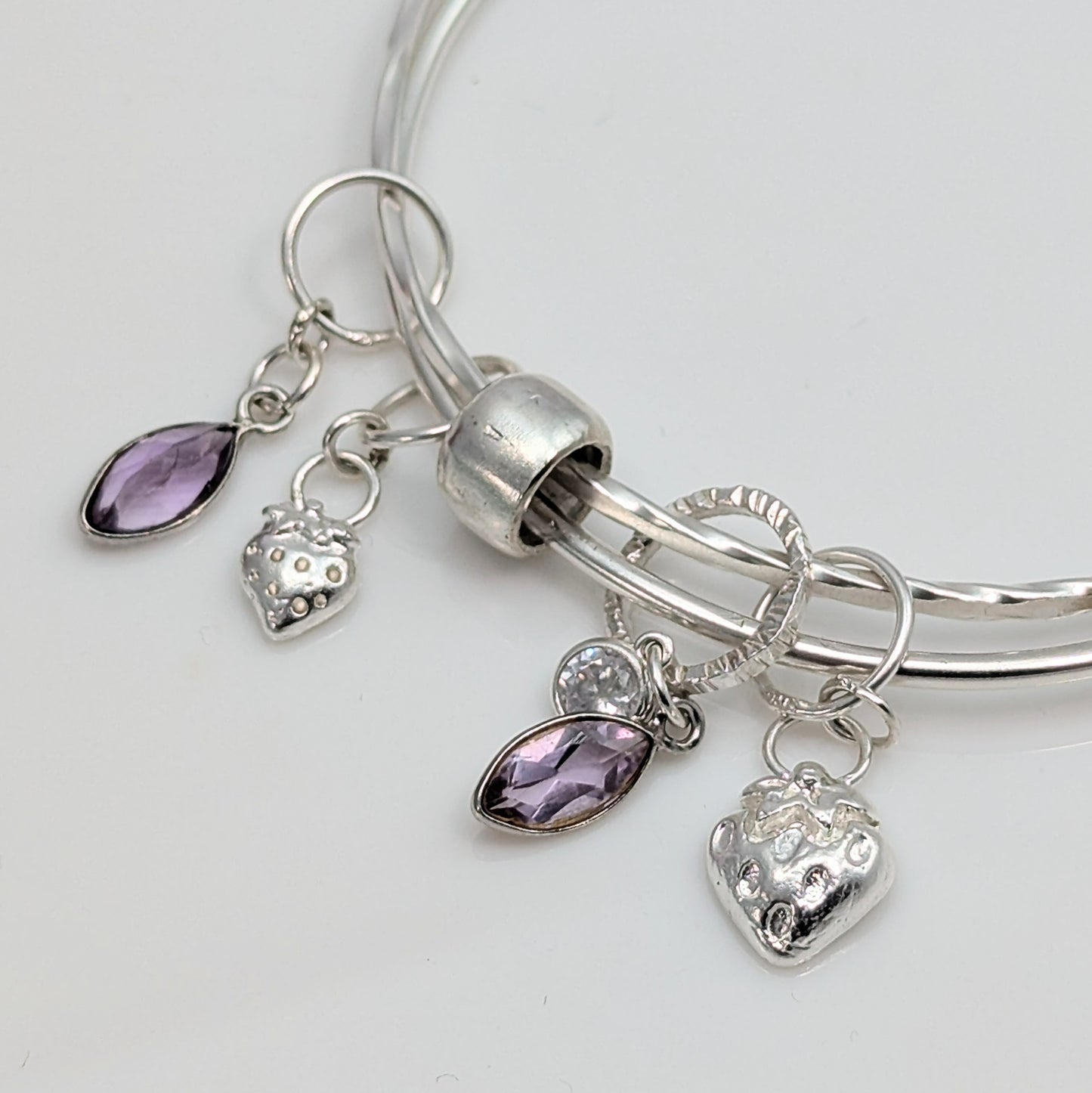 Double Bangle with Strawberries and Amethyst - Small