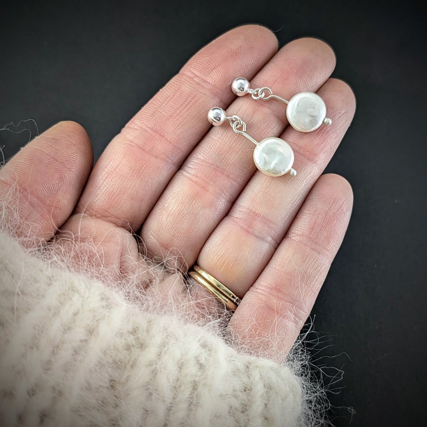 Coin Pearl Drop Earrings