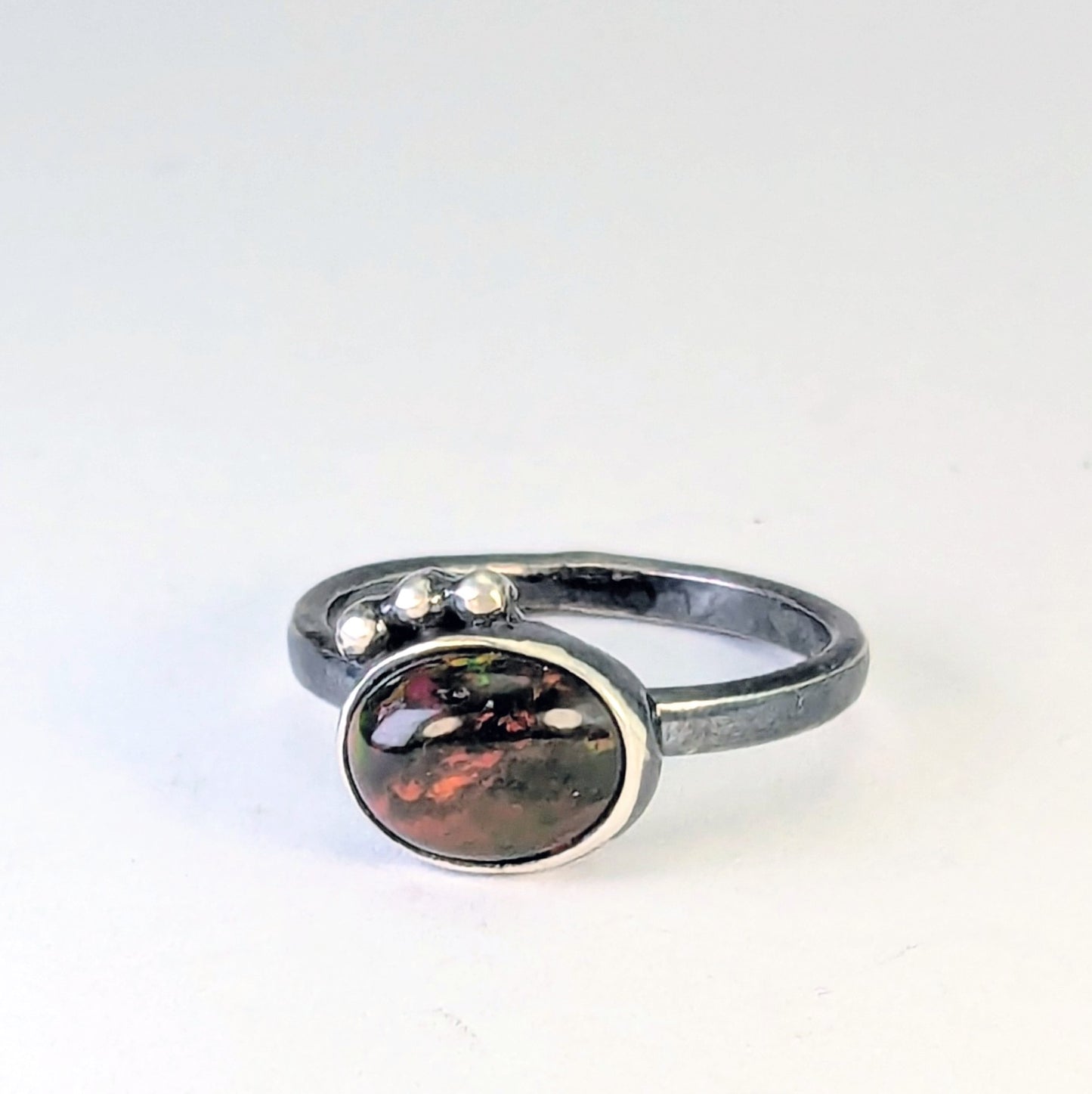 Black Ethiopian Welo Opal Ring - Size 6