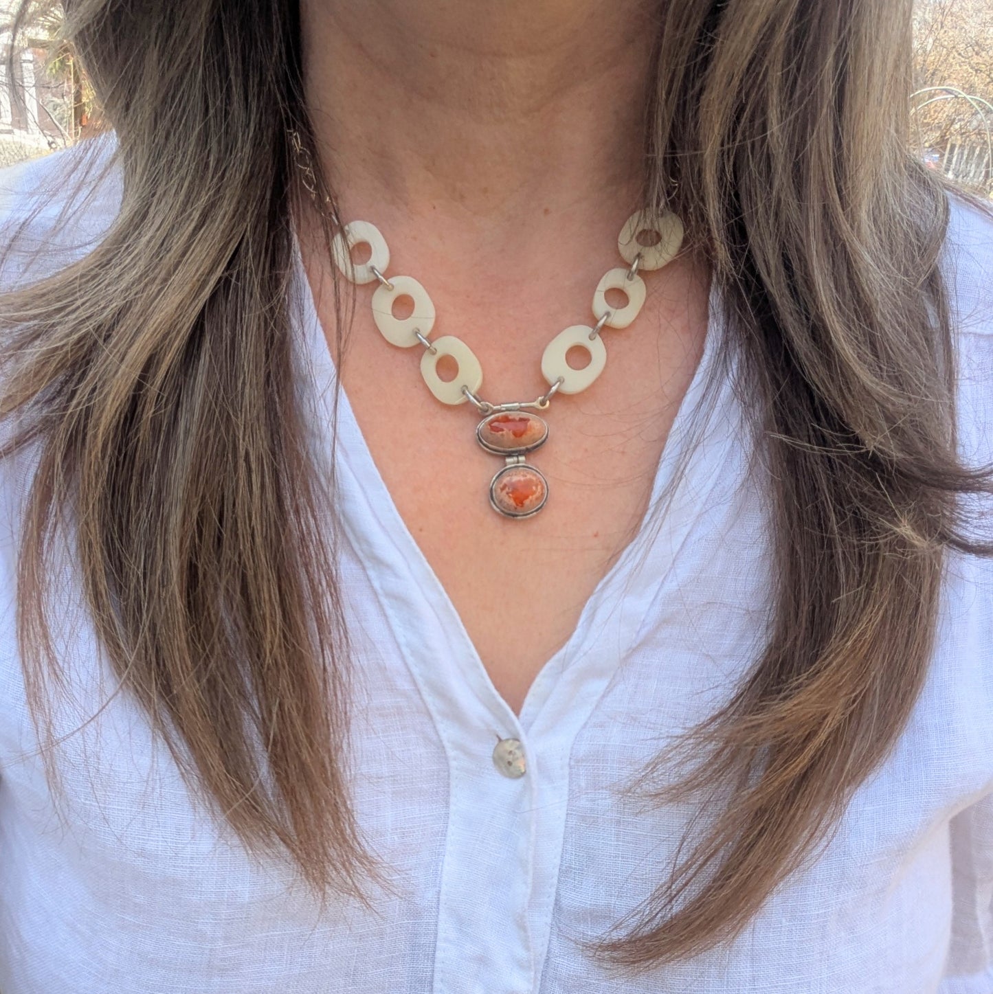 Fire Opals and Bakelite Necklace