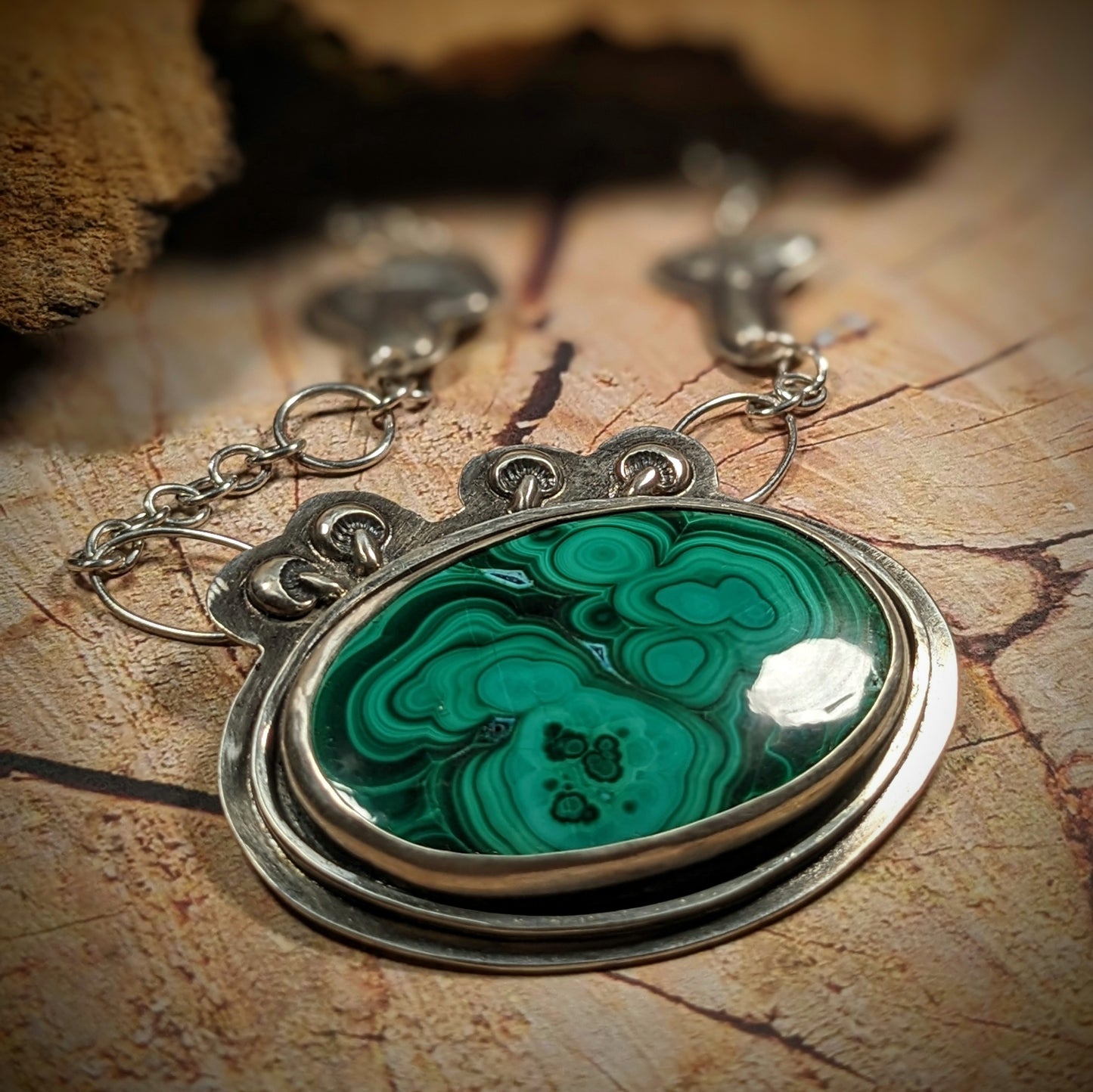 Malachite and Mushrooms Necklace #1