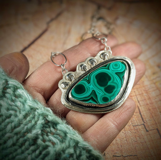 Malachite and Mushrooms Necklace #2