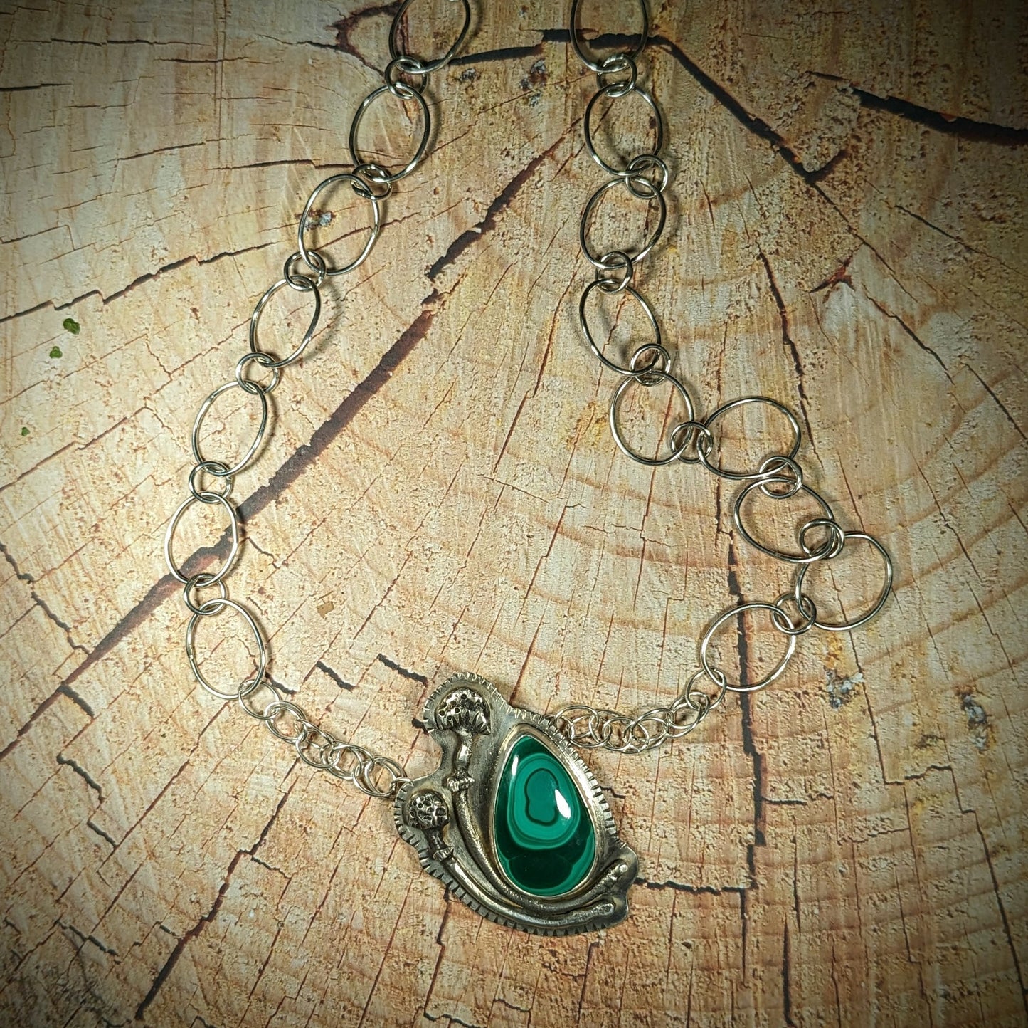 Malachite and Mushrooms Necklace #3