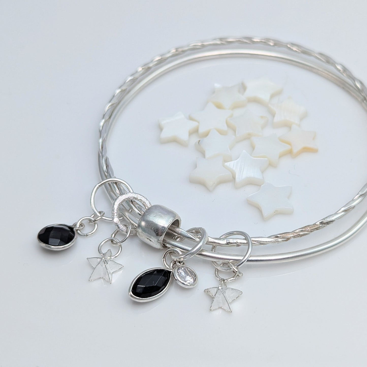 Double Bangle with Stars and Black Onyx - Medium