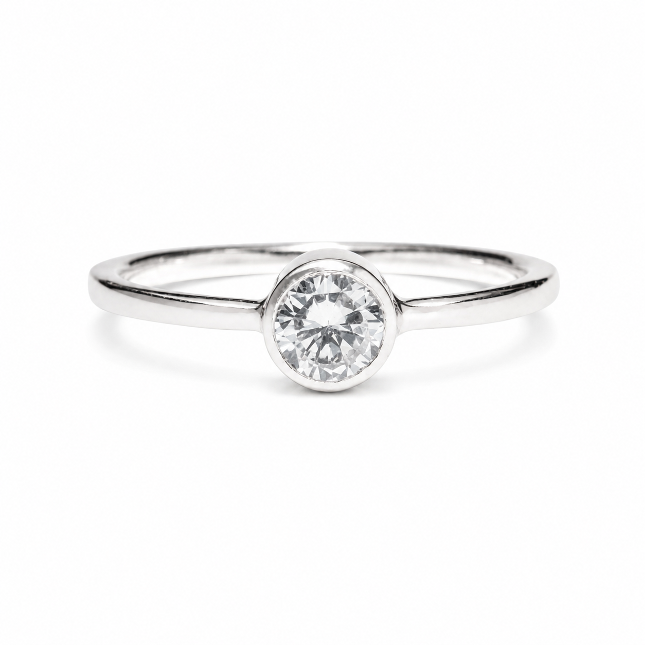 Clear Cubic Zirconia - Dainty Tube-Set Ring