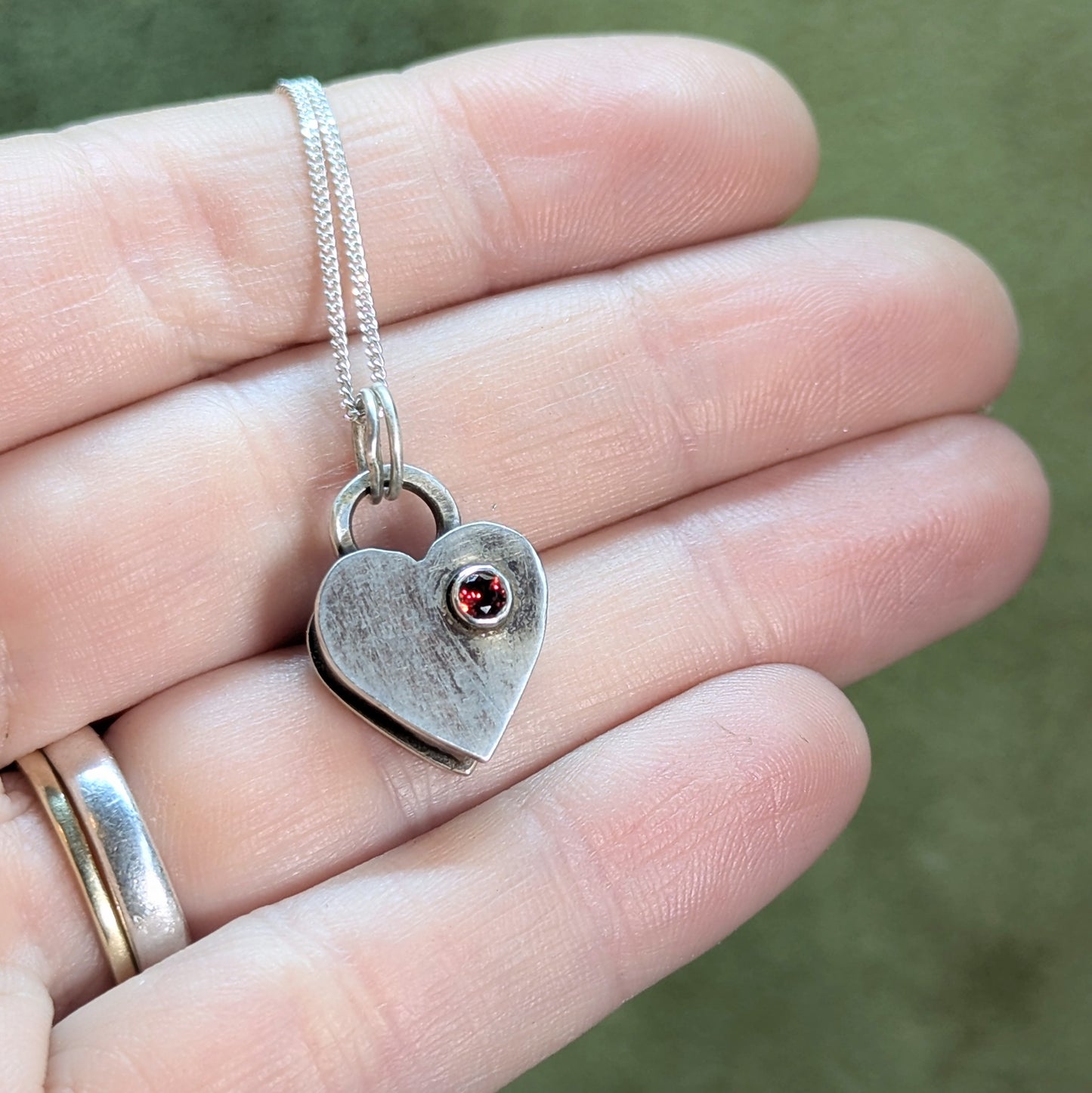 Double Garnet Heart Pendant