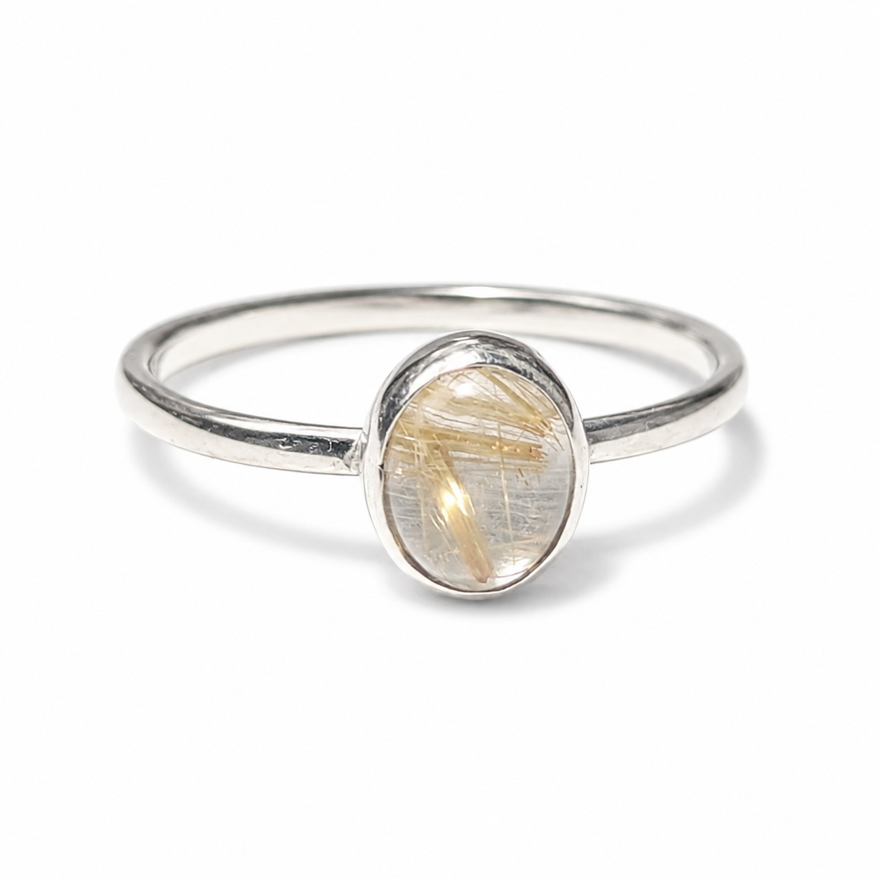 Rutilated Quartz - Dainty Oval Ring