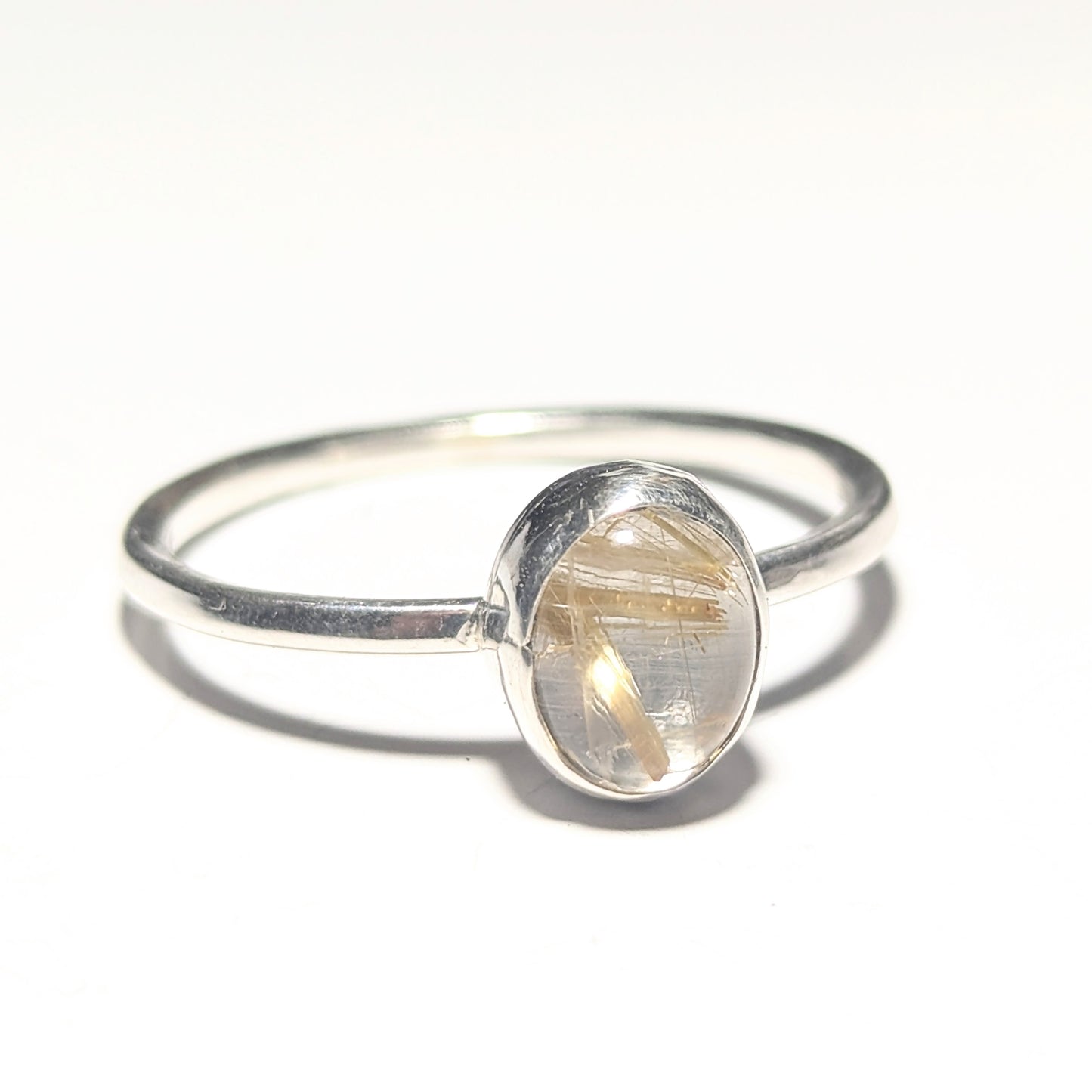 Rutilated Quartz - Dainty Oval Ring
