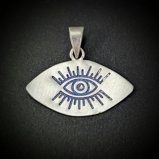 Evil Eye Pendant - Stamped with Enamel