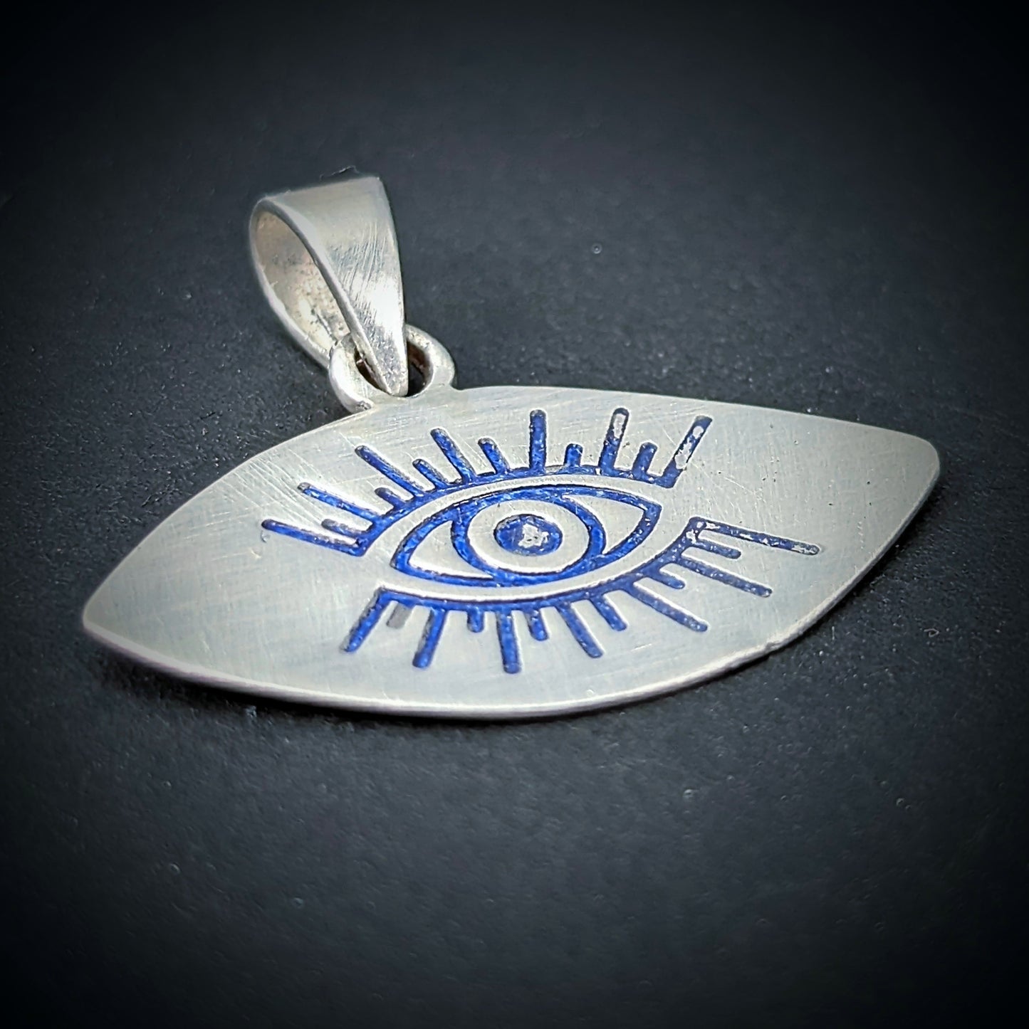 Evil Eye Pendant - Stamped with Enamel
