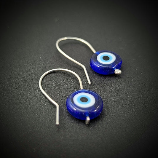 Evil Eye Drop Earrings - Lampwork Glass