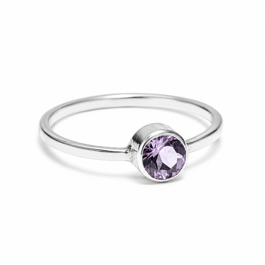 Pink Amethyst - Dainty Tube-Set Ring