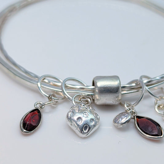 Double Bangle with Strawberries and Garnets - Medium