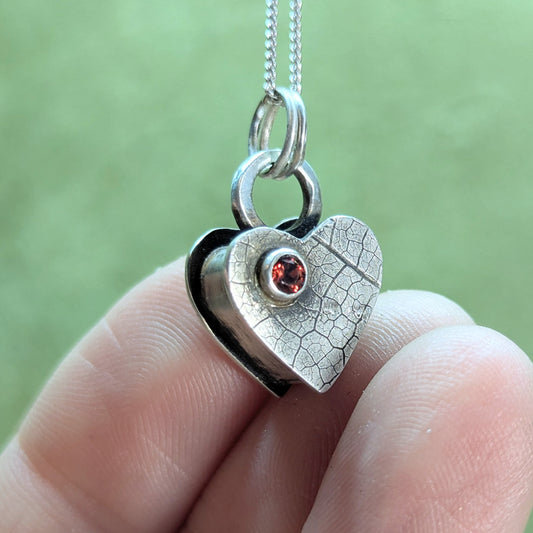 Double Garnet Heart Pendant