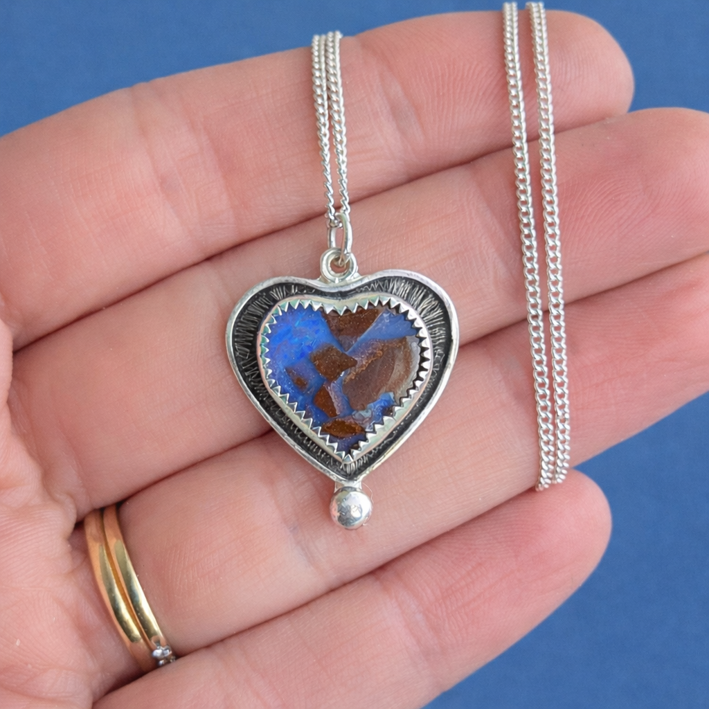 Australian Boulder Opal Heart Necklace