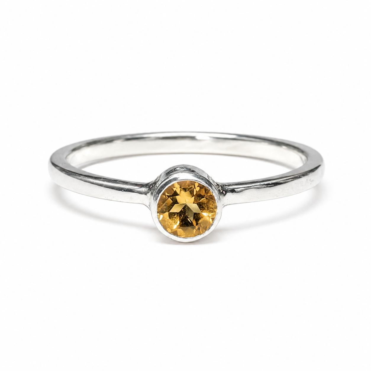 Faceted Citrine - Dainty Tube-Set Ring