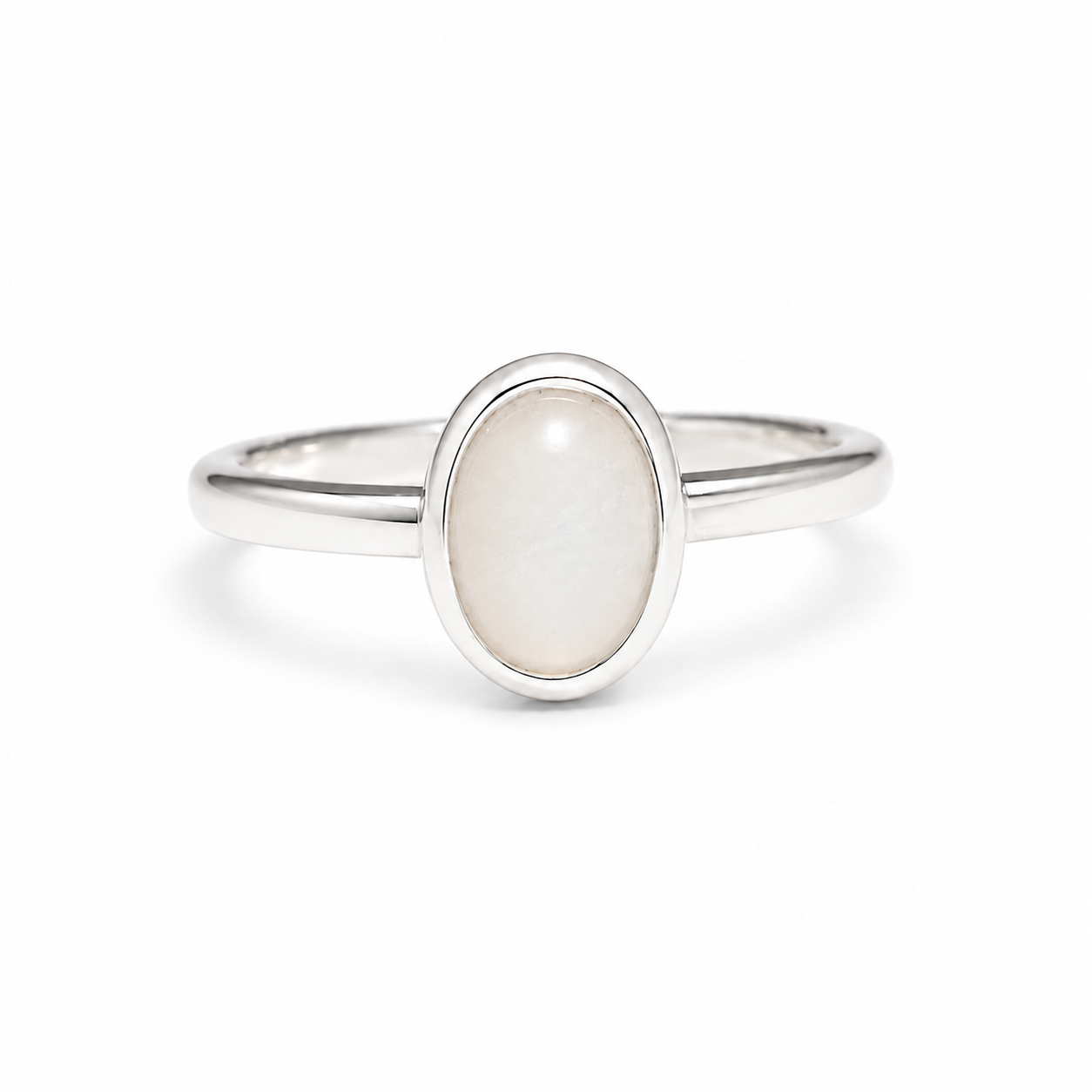 White Moonstone - Dainty Oval Ring