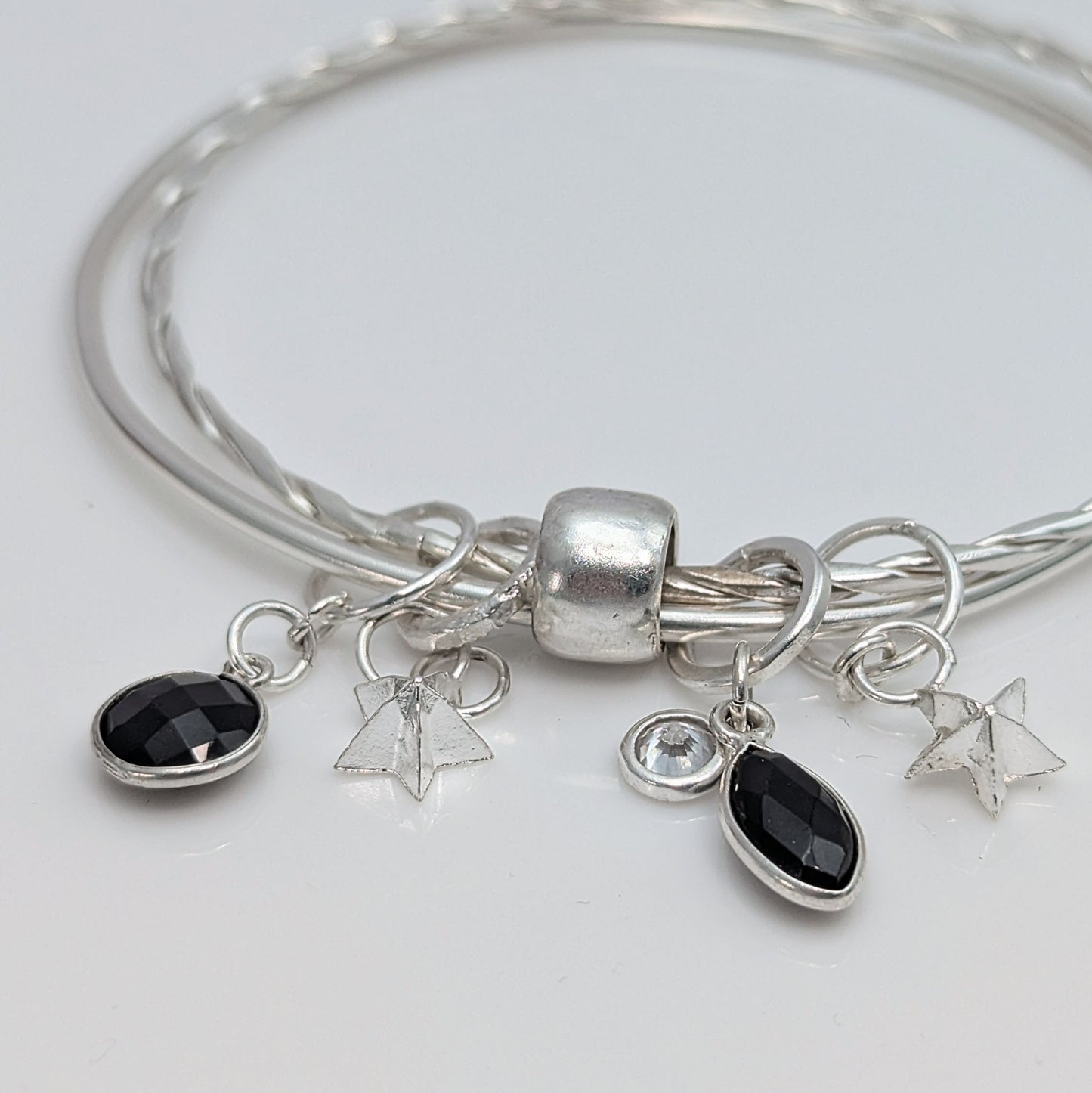 Double Bangle with Stars and Black Onyx - Medium