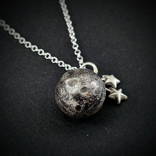 Moon with Shooting Stars Necklace