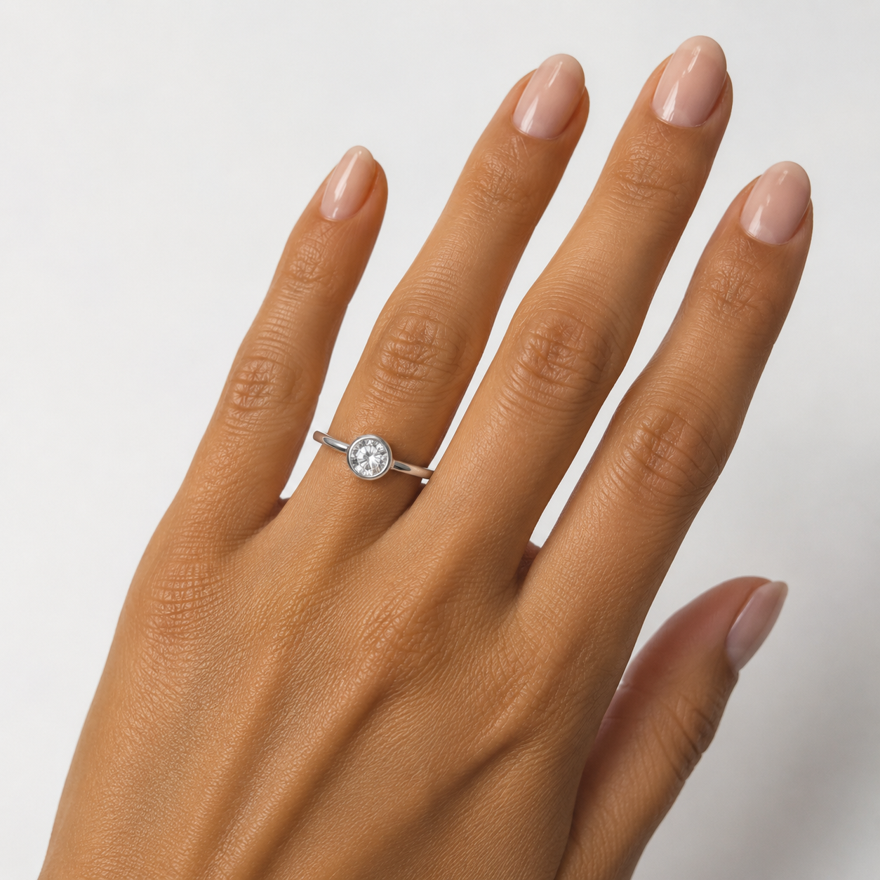 Clear Cubic Zirconia - Dainty Tube-Set Ring